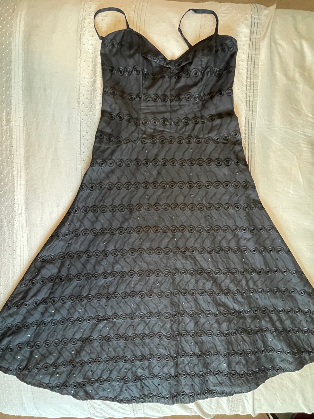 WD-NY Lacy Sequined Spaghetti Strap A-Line Dress size 6